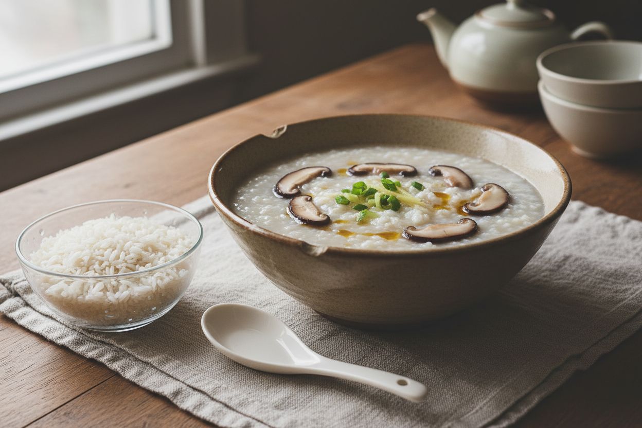 Congee chinois aux champignons
