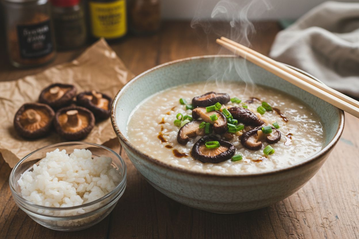 Congee aux champignons shiitake