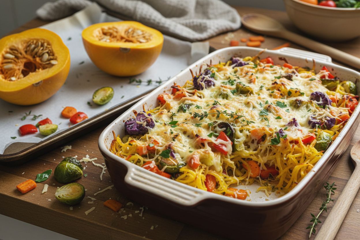 Courge spaghetti gratinée