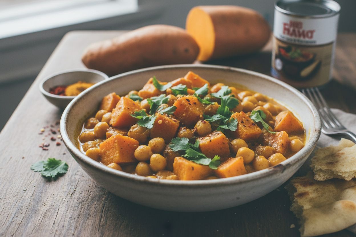 Curry de patates douces et pois chiches