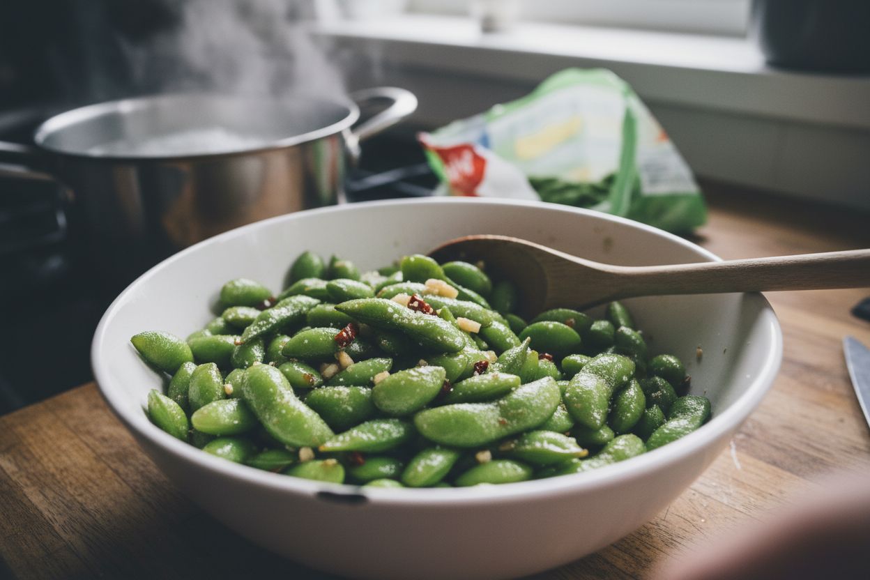 Edamame sauté à l'ail