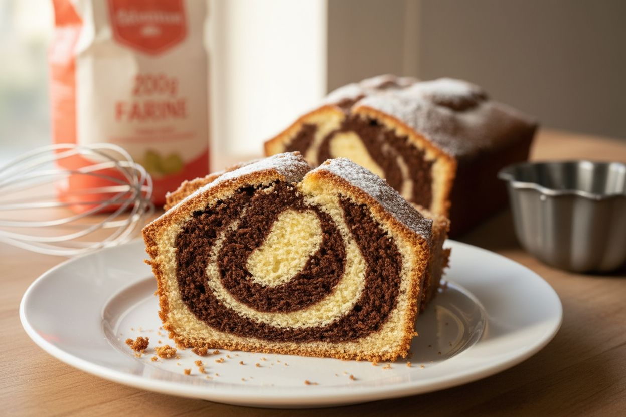 Gâteau marbré chocolat-vanille