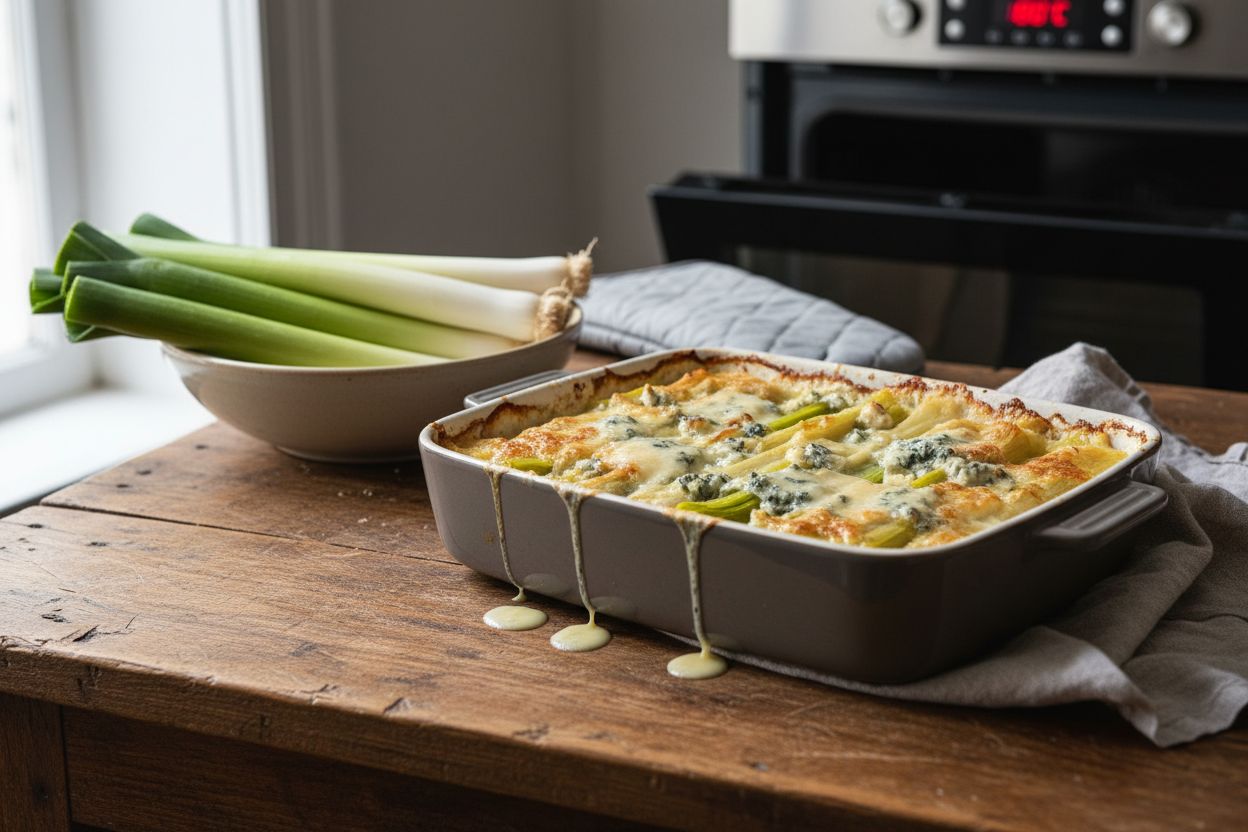 Gratin de poireaux au bleu