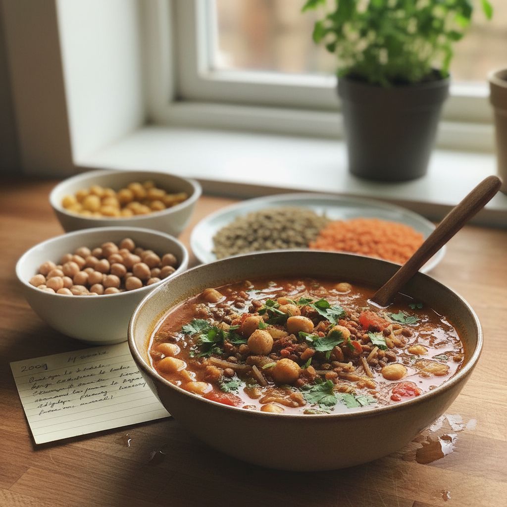 Harira végétarienne aux pois chiches et lentilles