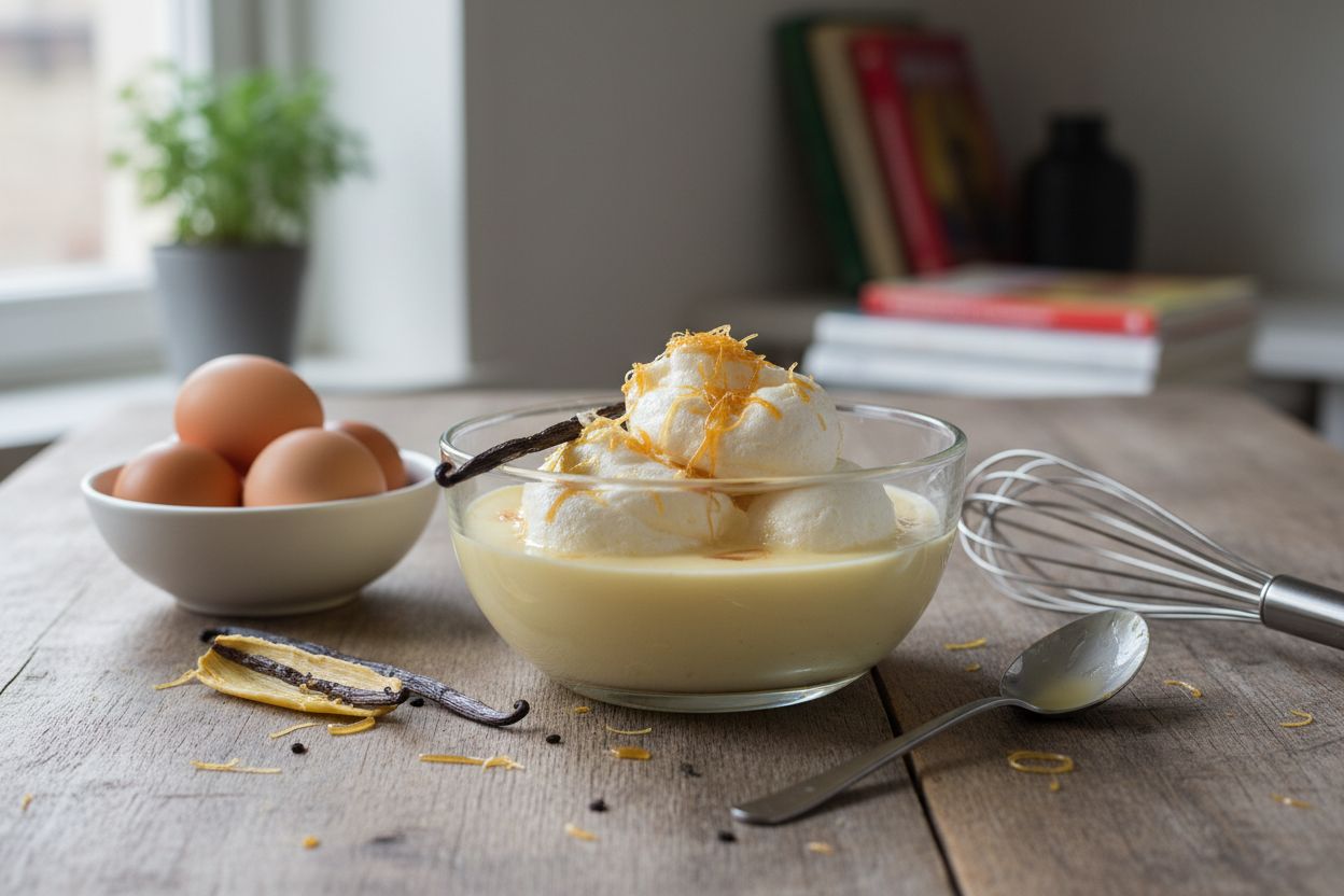 Île flottante à la vanille