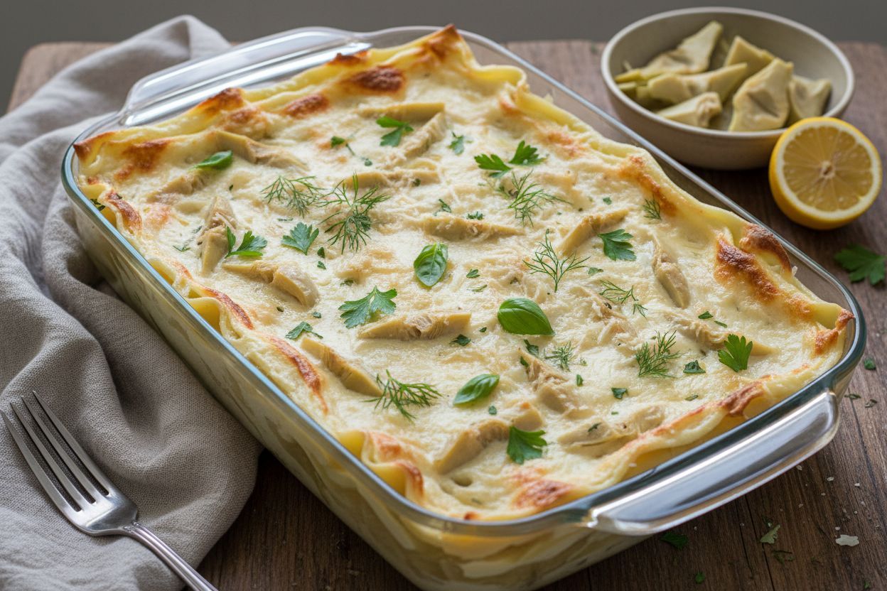 Lasagnes blanches aux artichauts