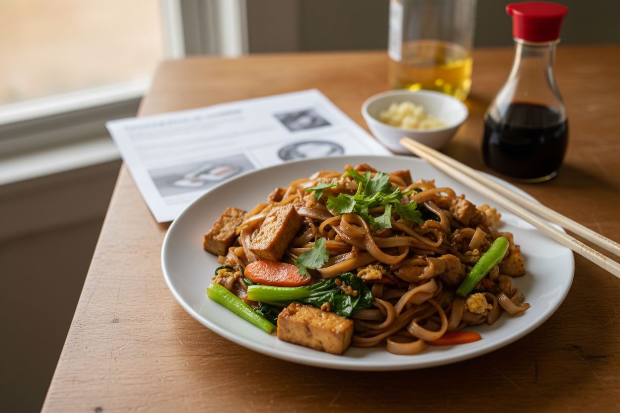 Pad see ew végétarien (nouilles de riz sautées)