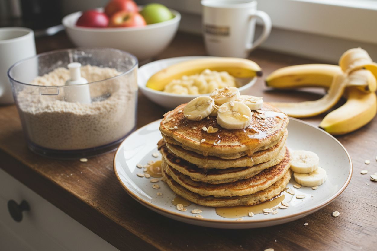 Pancakes vegan banane-flocons d’avoine (sans sucre ajouté)