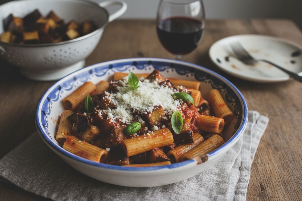 Pâtes alla norma aux aubergines
