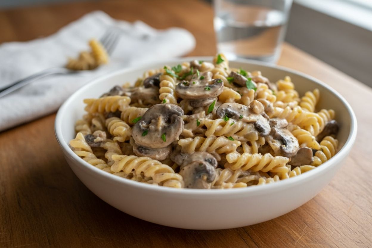 Pâtes aux champignons et crème