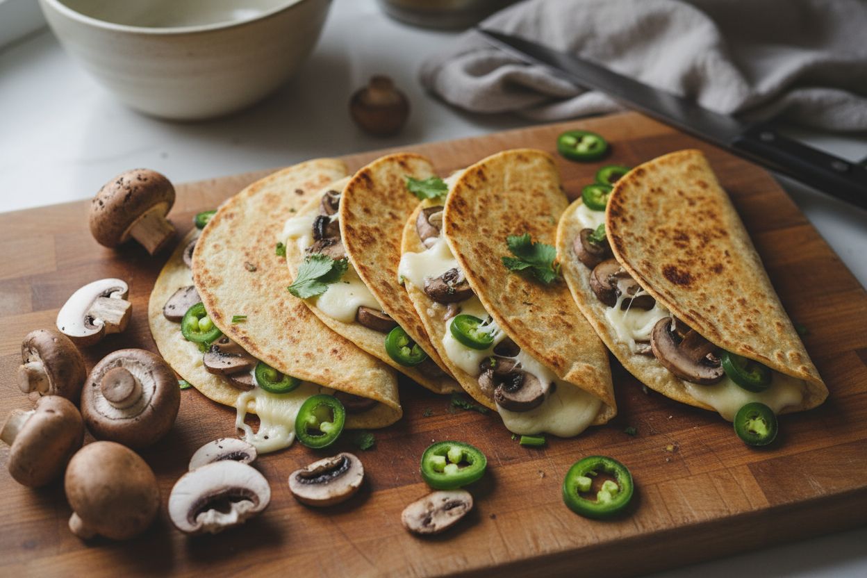 Quesadillas aux champignons et jalapeños