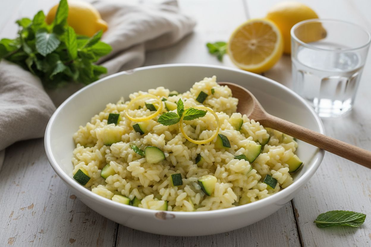 Risotto citron, courgettes & menthe fraîche