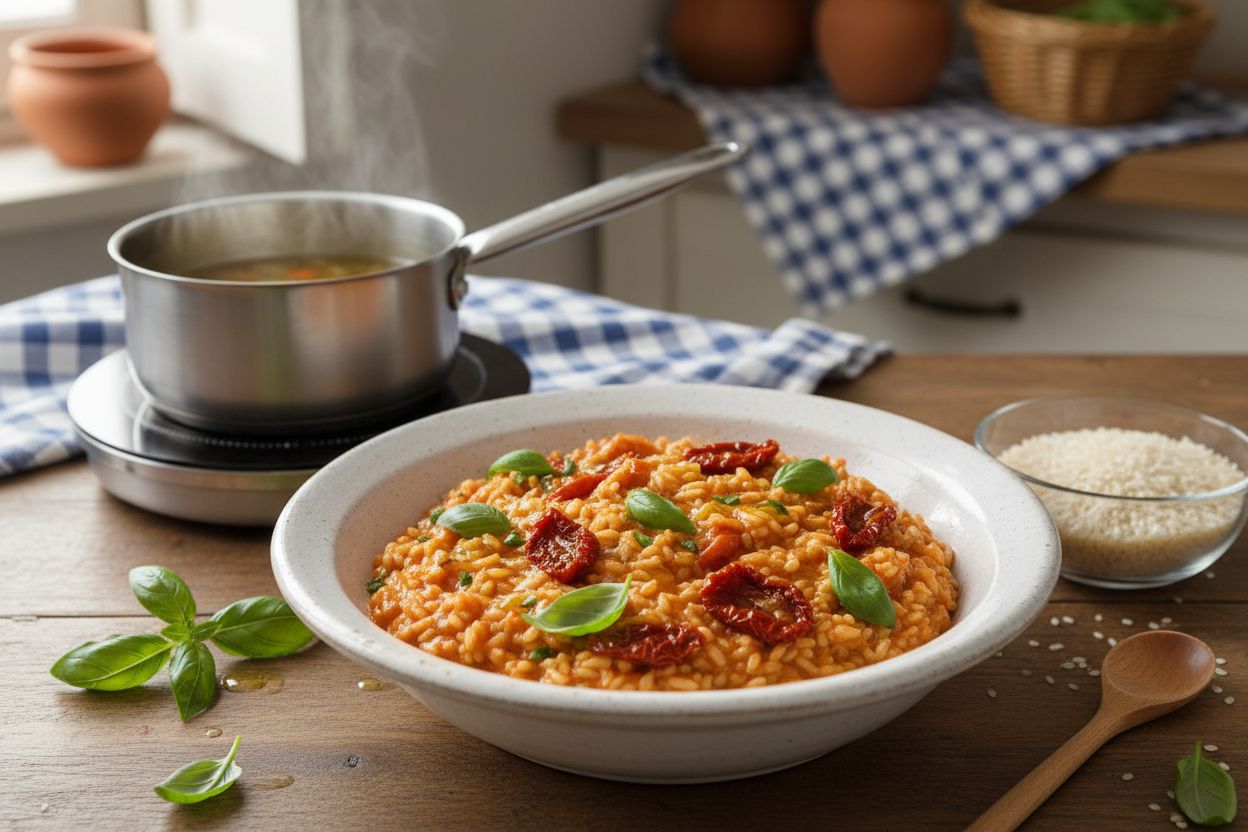 Risotto aux tomates séchées et basilic
