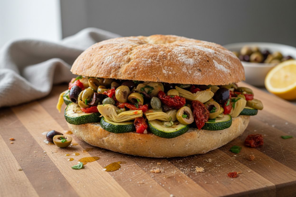 Sandwich muffuletta végétarien