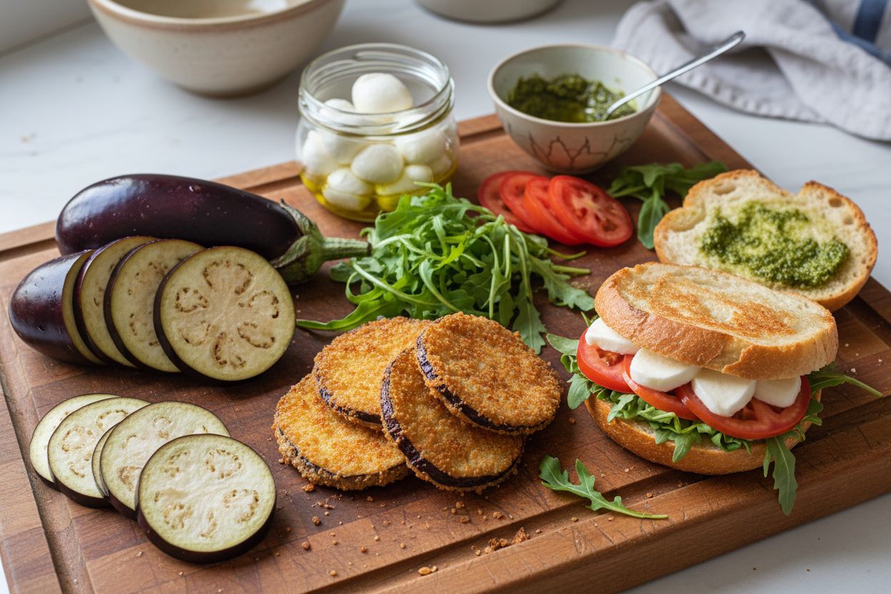 Sandwichs aux aubergines panées