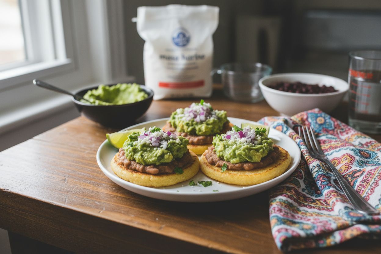 Sopes mexicains aux haricots et guacamole