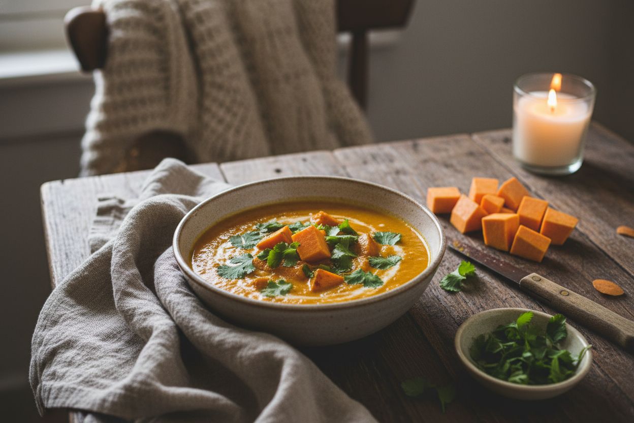Soupe de patates douces et coriandre