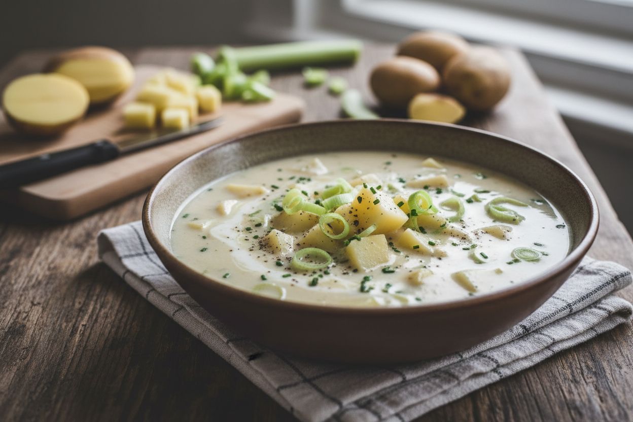 Soupe de pommes de terre et poireaux irlandaise