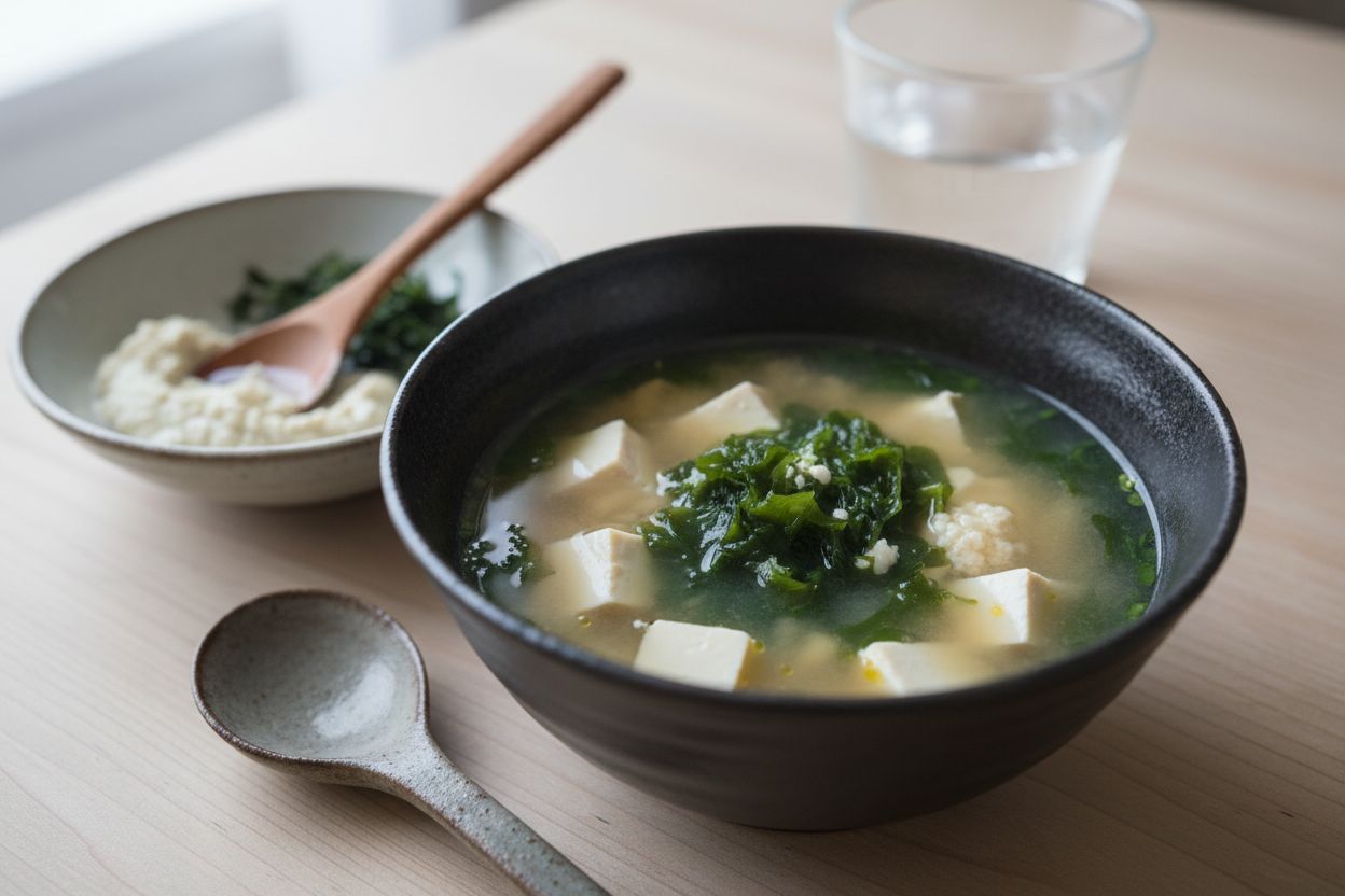 Soupe miso avec tofu et algues