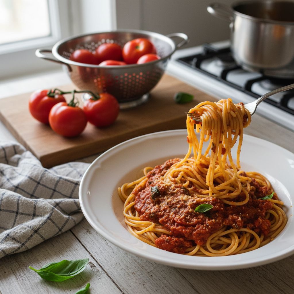 Spaghetti à la sauce tomate maison