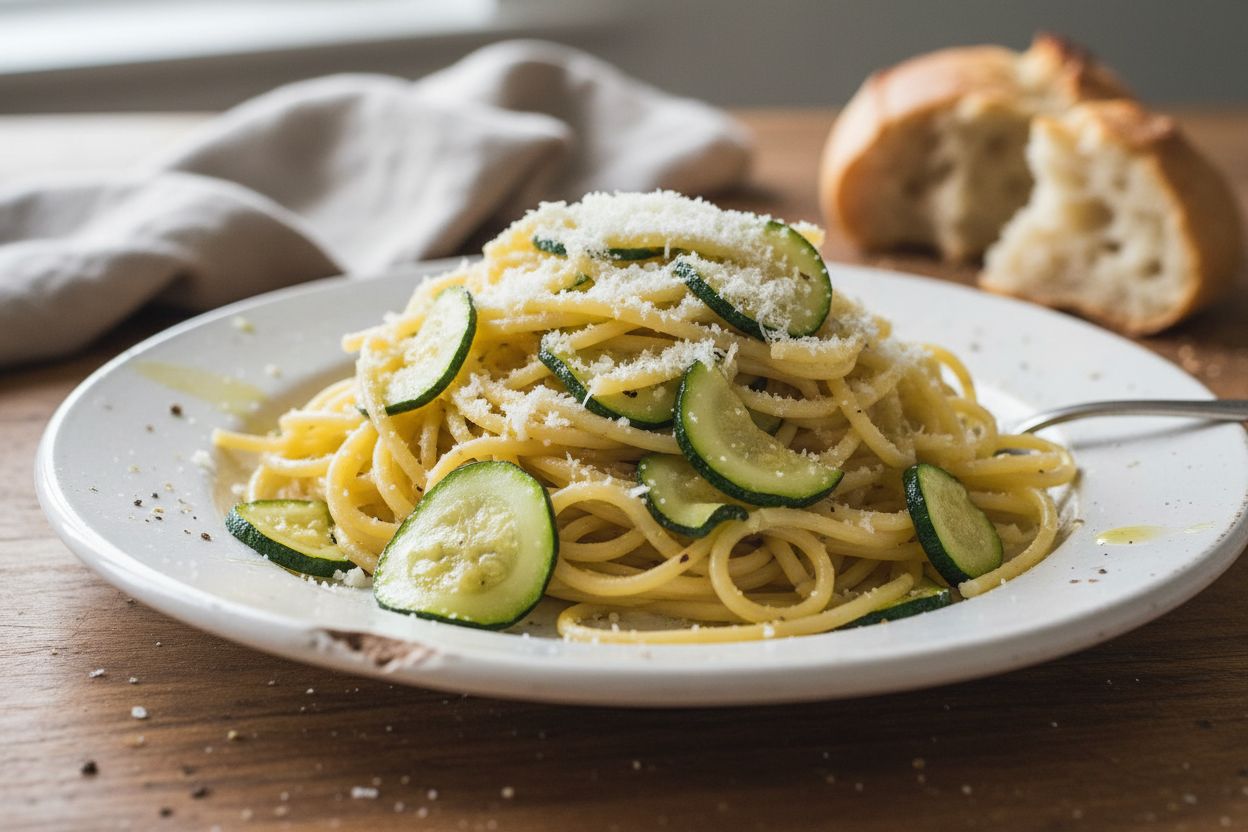 Spaghettis aux courgettes et parmesan