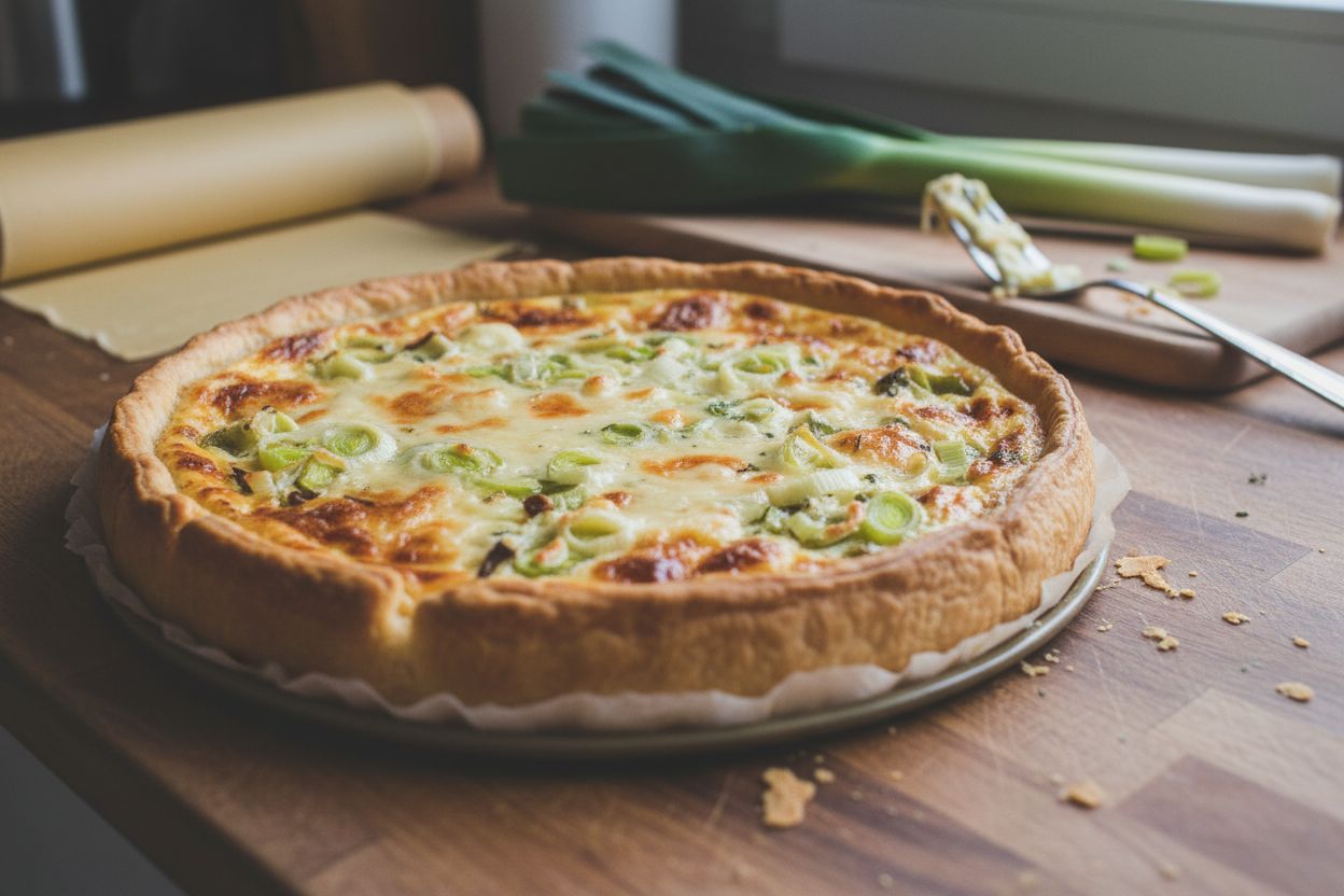 Tarte au maroilles et poireaux
