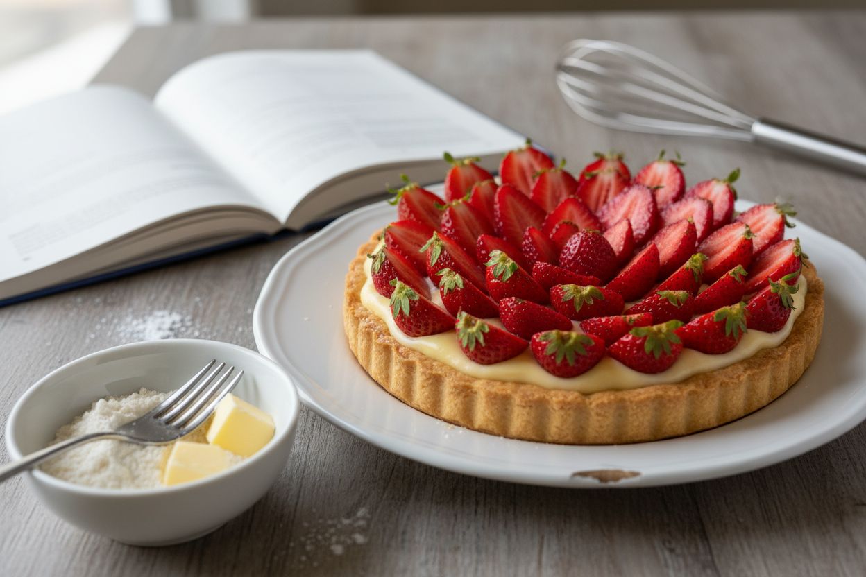 Tarte aux fraises sur crème pâtissière