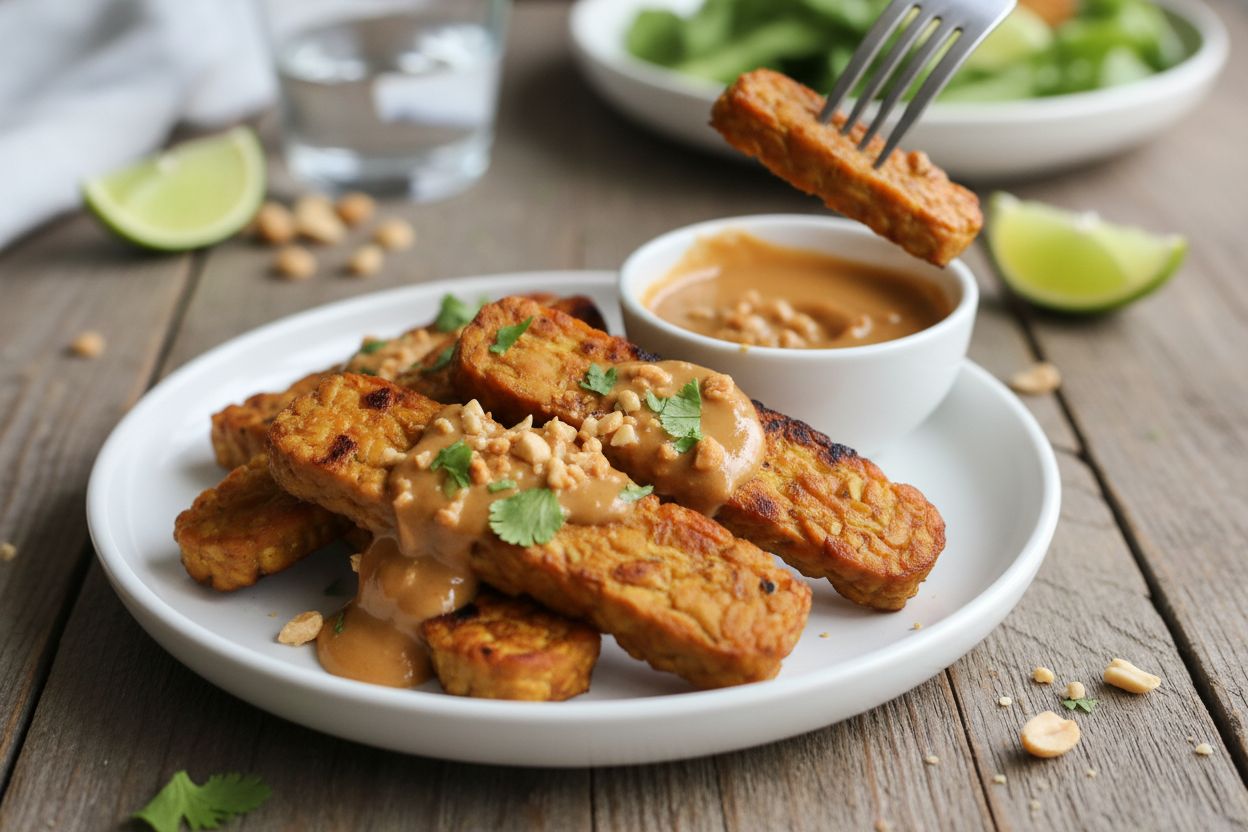 Tempeh grillé sauce satay