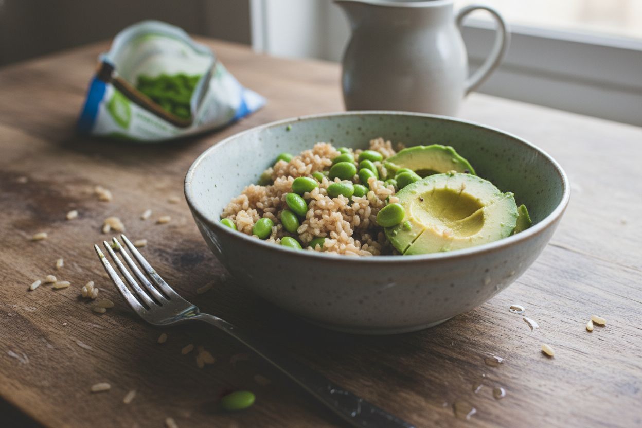 Bowl de riz, avocat et edamame terminé