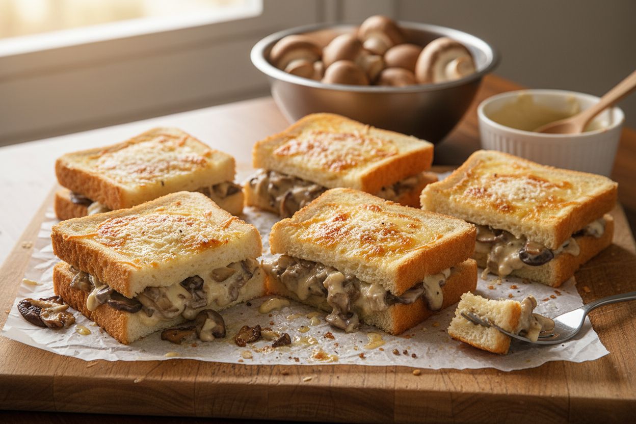 Croque-monsieur aux champignons terminé