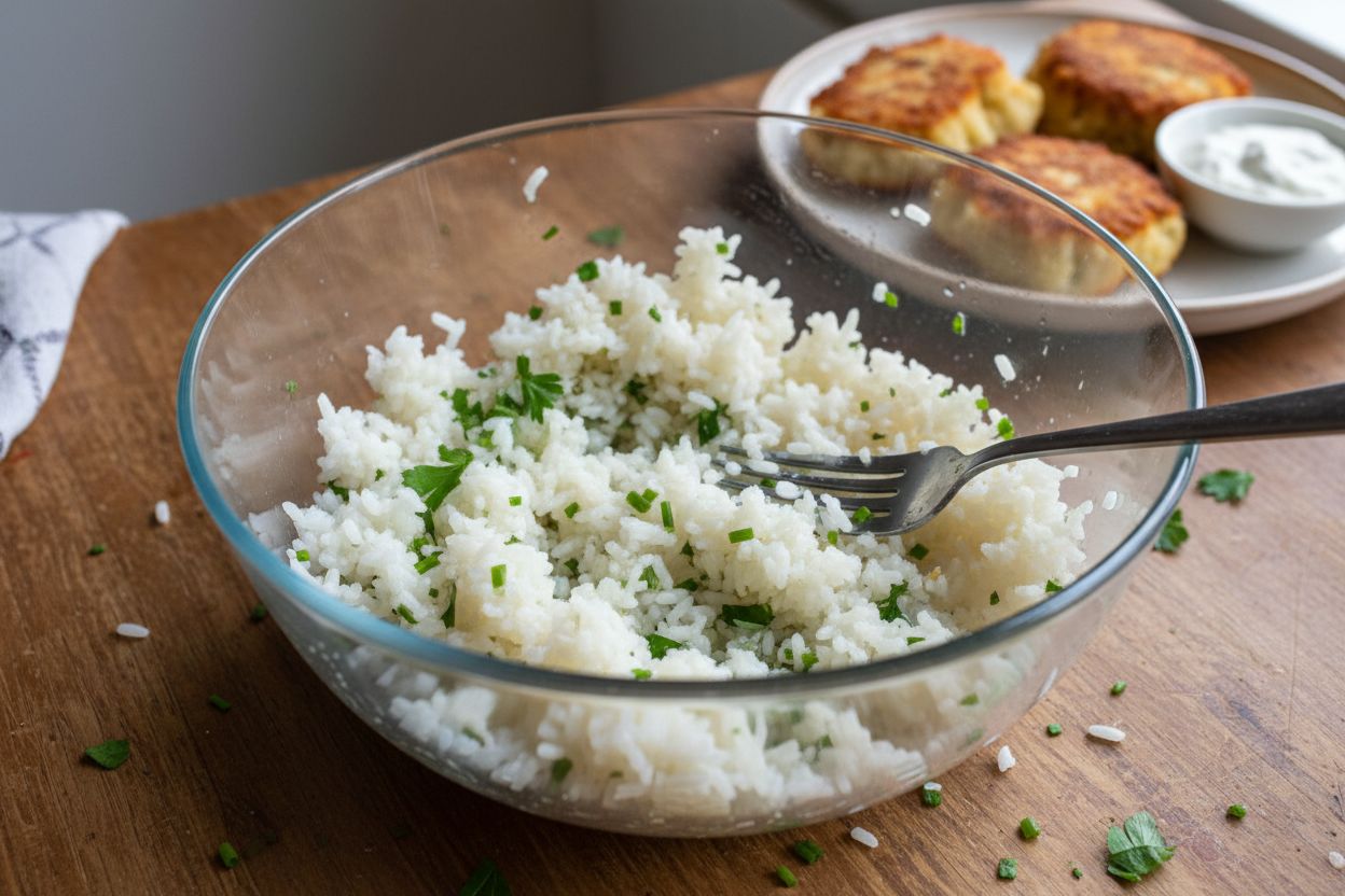 Croquettes de riz aux herbes terminé