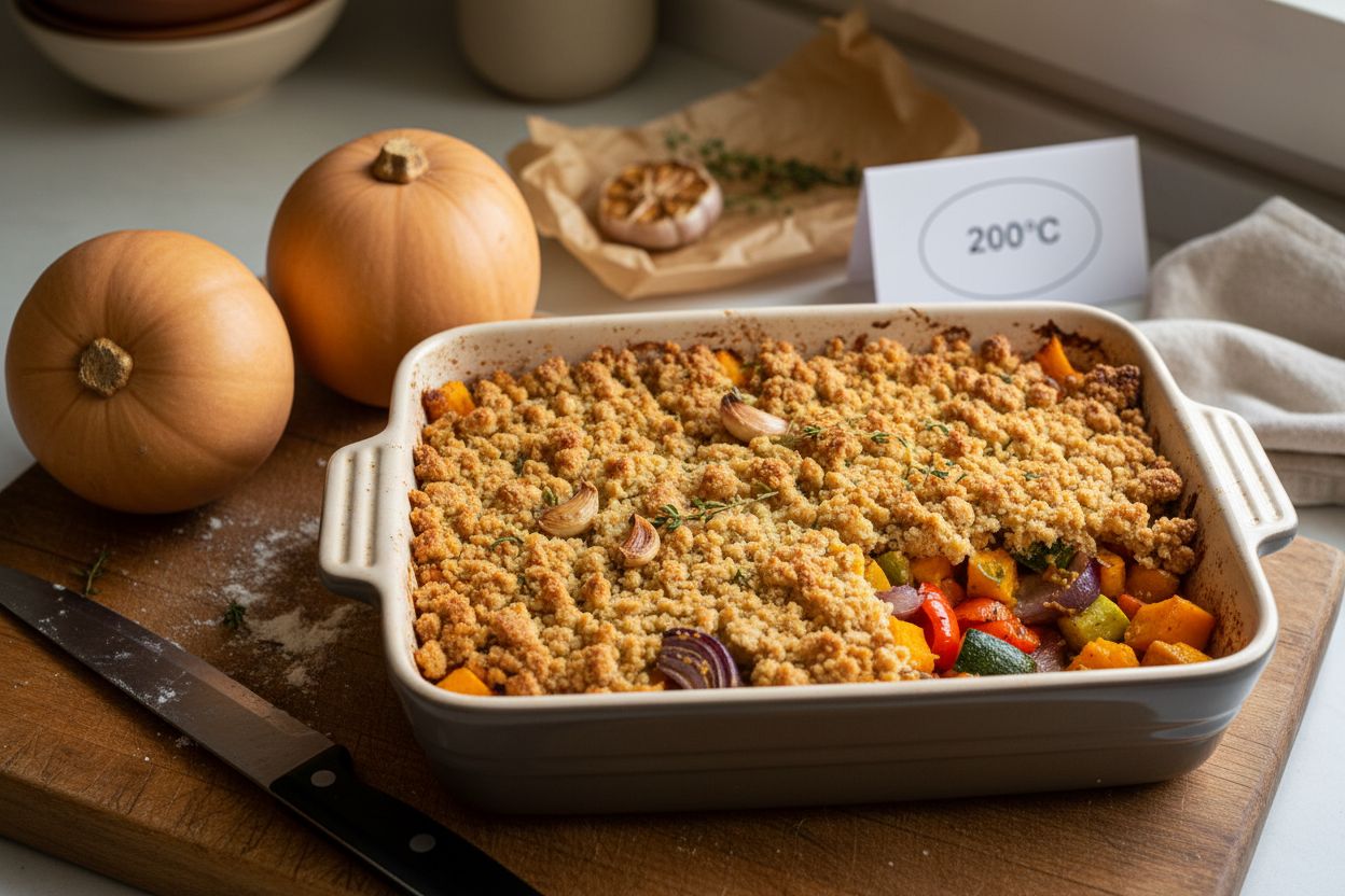Crumble salé aux légumes d'automne terminé