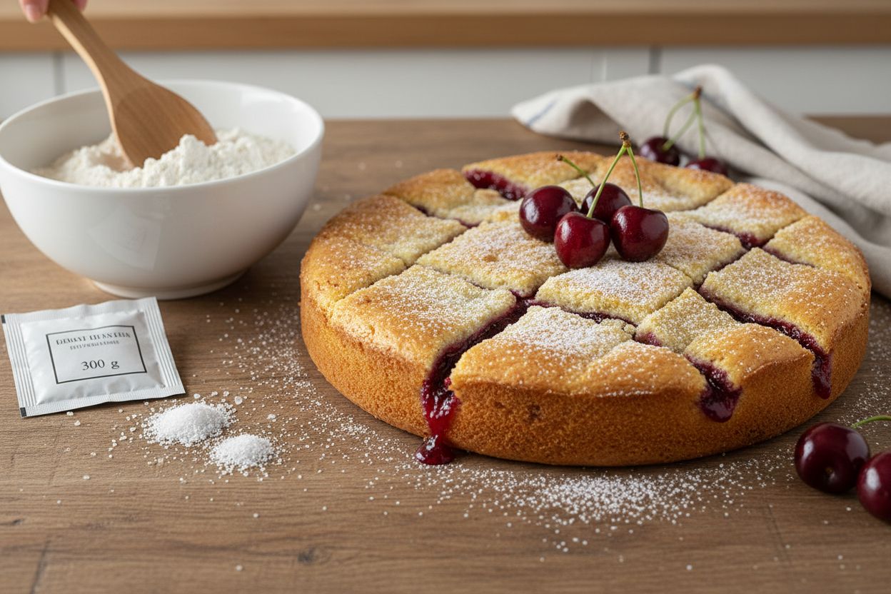 Gâteau basque à la cerise terminé