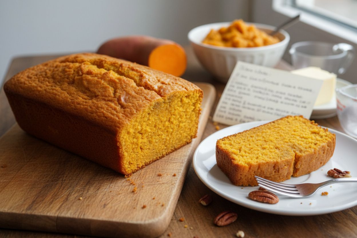 Gâteau à la patate douce sans œuf terminé