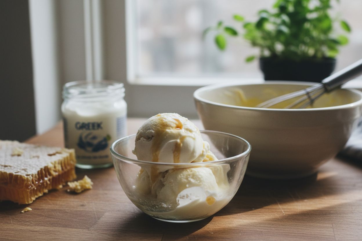 Glace maison au yaourt et miel terminé