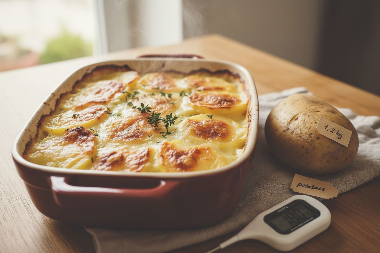 Gratin de pommes de terre au reblochon terminé
