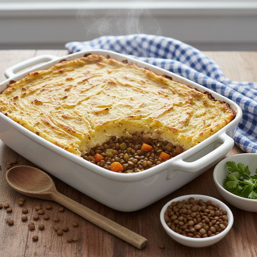 Hachi parmentier vegetarien aux lentilles terminé