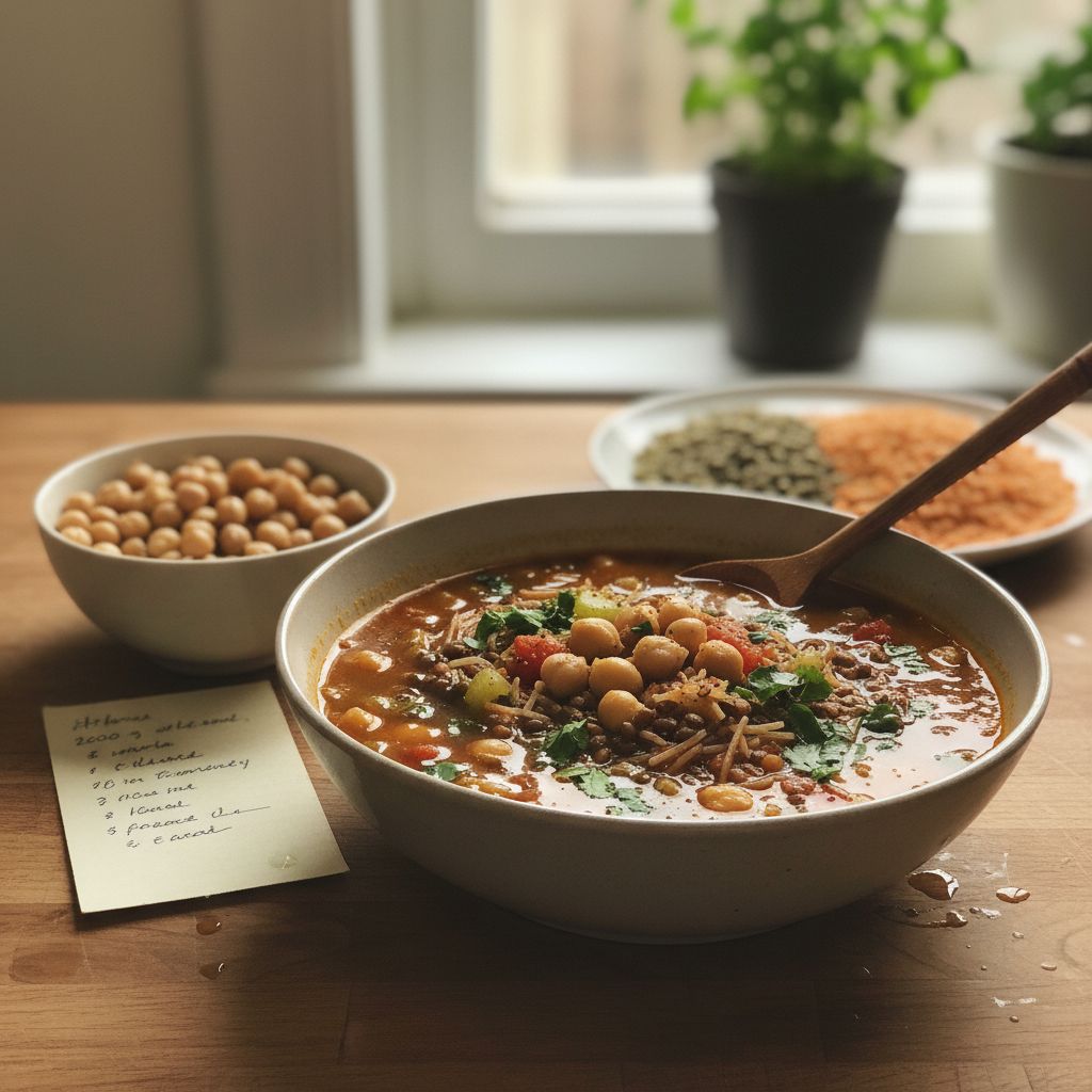 Harira végétarienne aux pois chiches et lentilles terminé