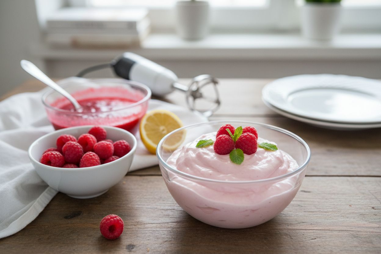 Mousse légère aux framboises terminé