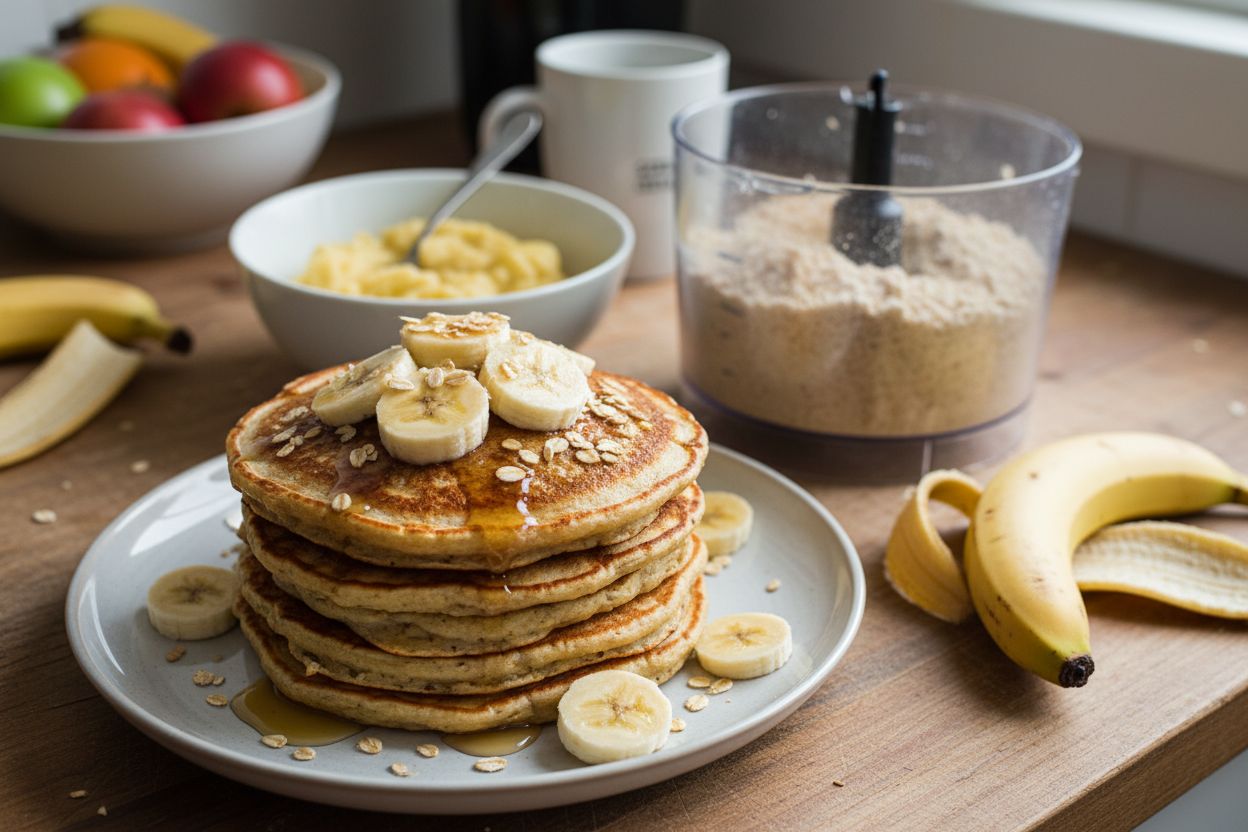Pancakes vegan banane-flocons d’avoine (sans sucre ajouté) terminé