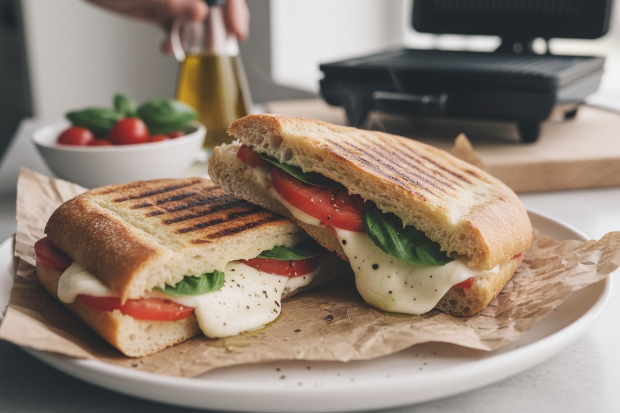 Panini mozzarella tomates basilic terminé
