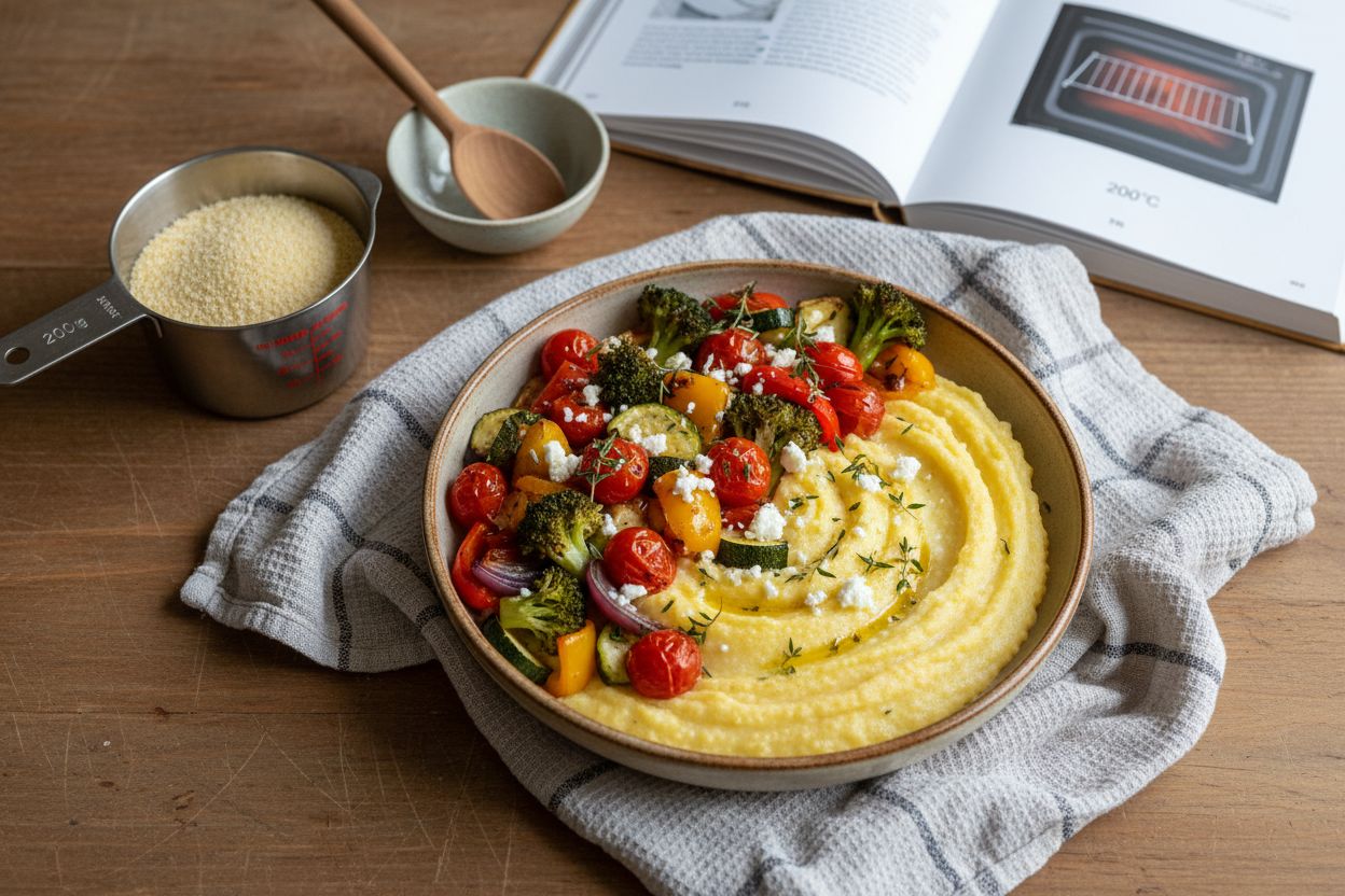Polenta crémeuse aux légumes rôtis terminé