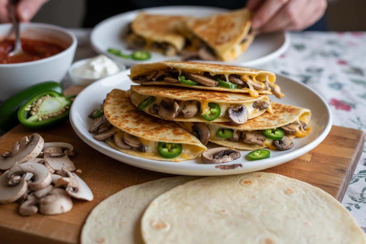 Quesadillas aux champignons et jalapeños terminé