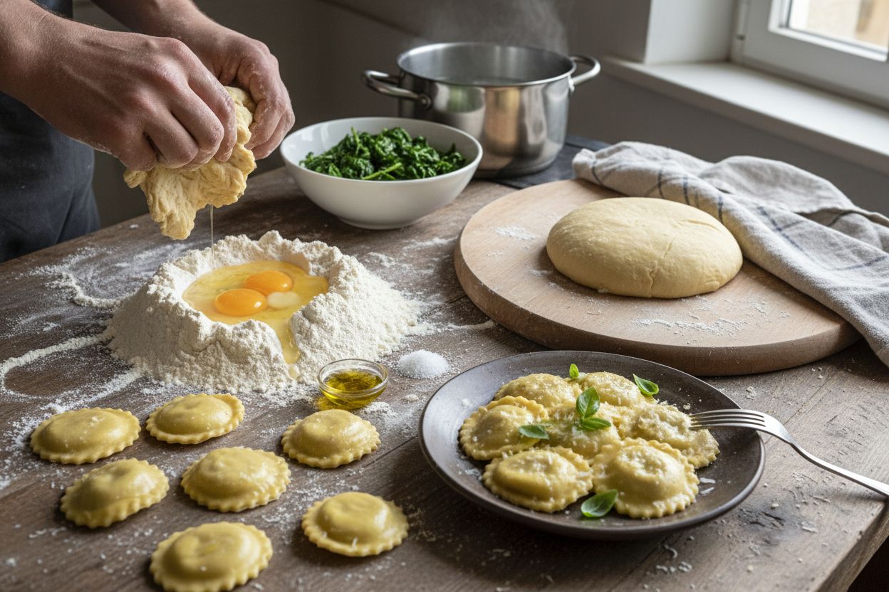 Raviolis ricotta-épinards maison terminé