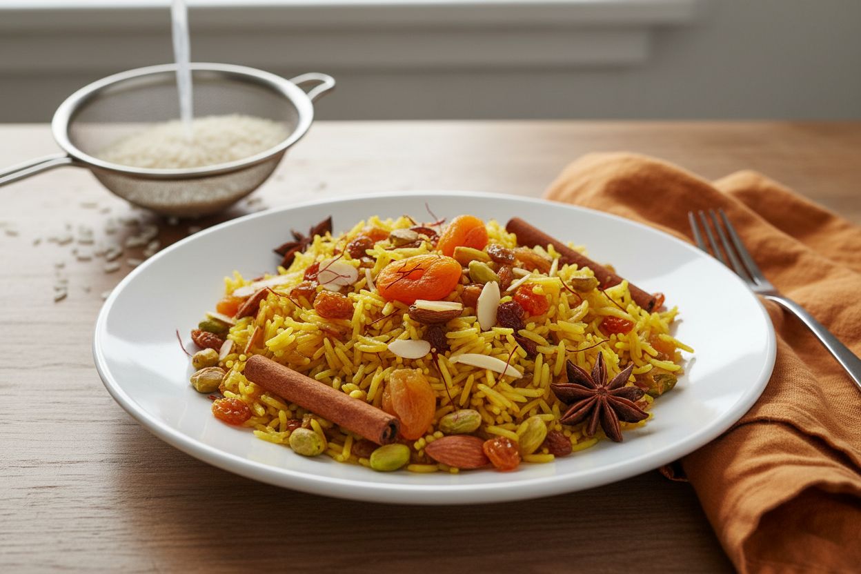 Riz au safran et fruits secs terminé