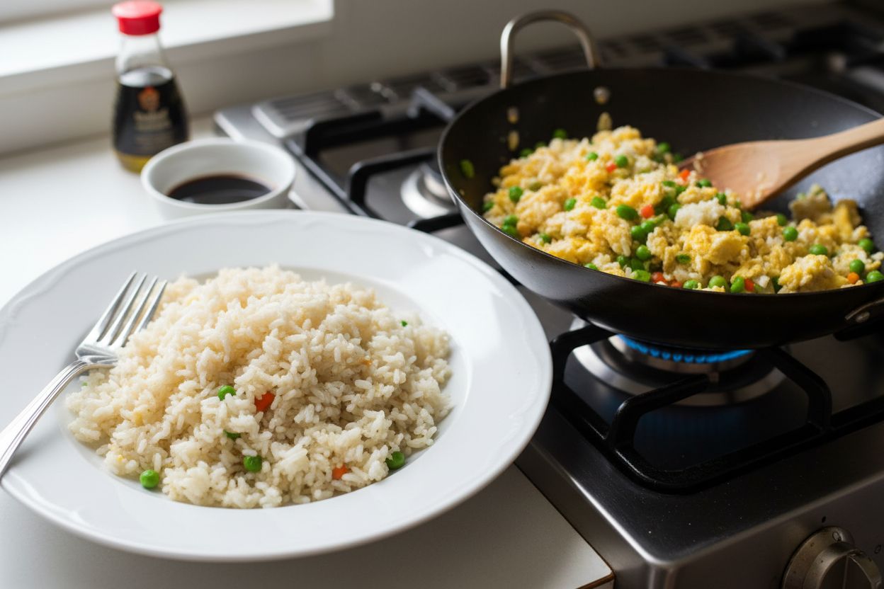 Riz sauté aux œufs façon cantonaise… sans jambon terminé