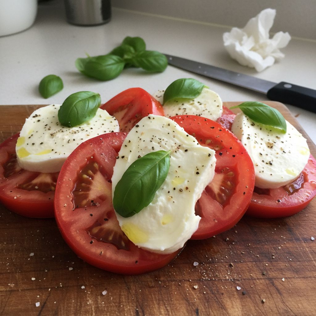 Salade caprese à la mozzarella terminé