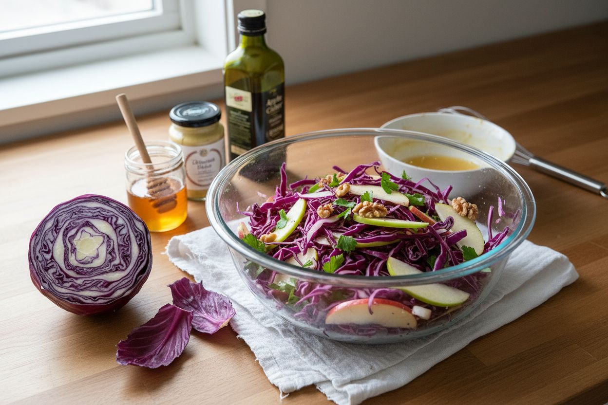Salade de chou rouge et pommes terminé