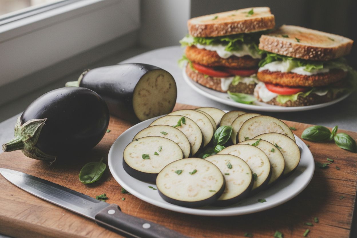 Sandwichs aux aubergines panées terminé