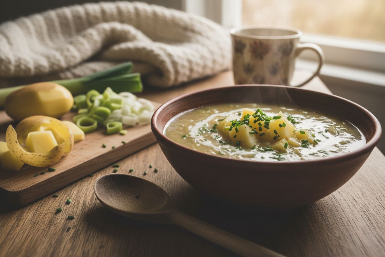 Soupe de pommes de terre et poireaux irlandaise terminé
